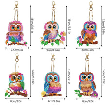 Carica l'immagine nel visualizzatore di Gallery, Portachiavi Diamond Painting 5D Gufi 6 Pezzi