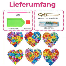 Carica l'immagine nel visualizzatore di Gallery, Portachiavi Diamond Painting 5D Cuore e Fiori 6 Pezzi