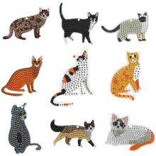 Carica l'immagine nel visualizzatore di Gallery, Portachiavi Diamond Painting 5D Gatti 9 Pezzi