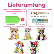 Carica l'immagine nel visualizzatore di Gallery, Portachiavi Diamond Painting 5D con Gatti 5 Pezzi