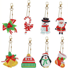 Carica l'immagine nel visualizzatore di Gallery, Portachiavi Diamond Painting 5D Set 1 Natale 8 Pezzi