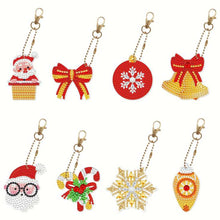 Carica l'immagine nel visualizzatore di Gallery, Portachiavi Diamond Painting 5D Set 2 Natale 8 Pezzi