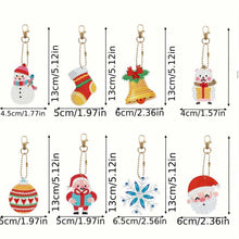 Carica l'immagine nel visualizzatore di Gallery, Portachiavi Diamond Painting 5D Set 3 Natale 8 Pezzi