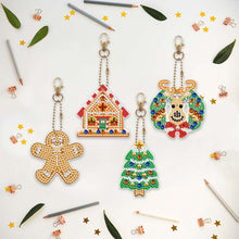 Carica l'immagine nel visualizzatore di Gallery, Portachiavi Diamond Painting 5D Natale 4 Pezzi