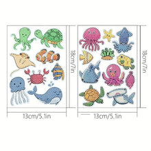 Carica l'immagine nel visualizzatore di Gallery, Set di Adesivi Diamond Painting con Animali Marini per Bambini