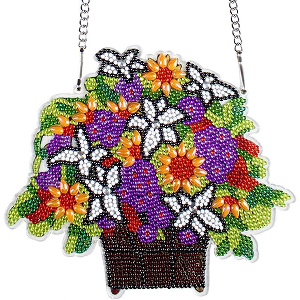 Sospensione da Porta Diamond Painting 5D con Vaso di Fiori