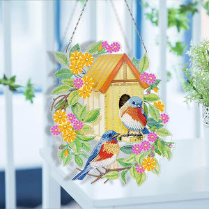 Decorazione Porta Diamond Painting 5D - Casa degli Uccelli Fronte Retro