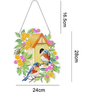 Decorazione Porta Diamond Painting 5D - Casa degli Uccelli Fronte Retro