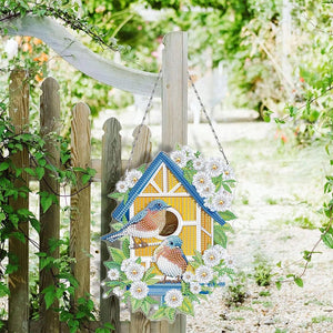 Decorazione Porta Diamond Painting 5D con Casetta per Uccelli Fronte Retro
