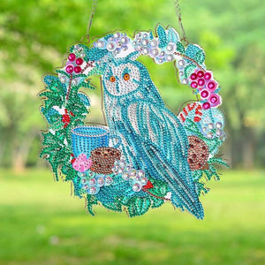 Decorazione Porta Diamond Painting 5D Gufo con Fiori