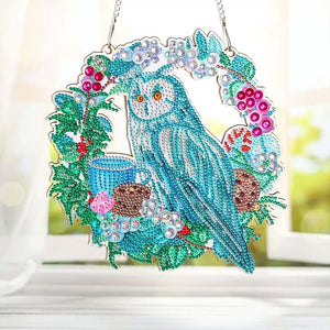 Decorazione Porta Diamond Painting 5D Gufo con Fiori
