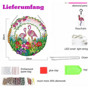 Decorazione Porta Diamond Painting 5D Fenicotteri con LED e Pendente