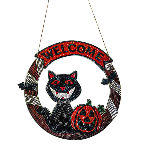 Sospensione per Porta Diamond Painting 5D Gatto di Halloween