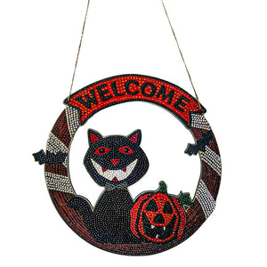 Sospensione per Porta Diamond Painting 5D Gatto di Halloween