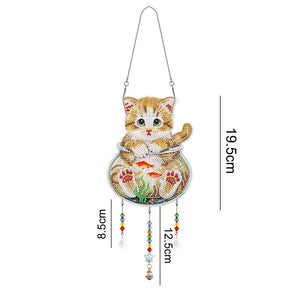 Decorazione per Auto Diamond Painting Gatto in un Acquario