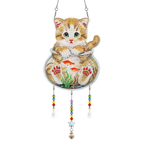 Decorazione per Auto Diamond Painting Gatto in un Acquario