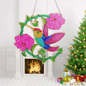Decorazione per Porta Diamond Painting 5D Colibrì con Fiori