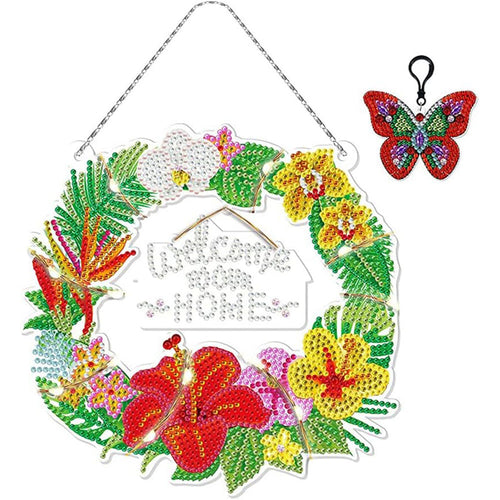 Sospensione da Porta Diamond Painting 5D con Corona con LED e Pendente