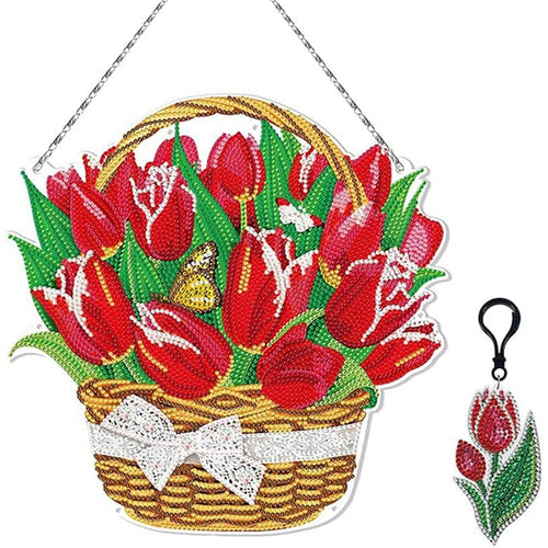 Sospensione da Porta Diamond Painting 5D Tulipani con LED e Pendente
