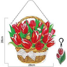 Carica l&#39;immagine nel visualizzatore di Gallery, Decorazione Porta Diamond Painting 5D Tulipani con LED e Pendente