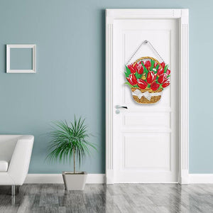Decorazione Porta Diamond Painting 5D Tulipani con LED e Pendente