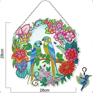 Decorazione per Porta Diamond Painting 5D Uccelli con LED e Pendente