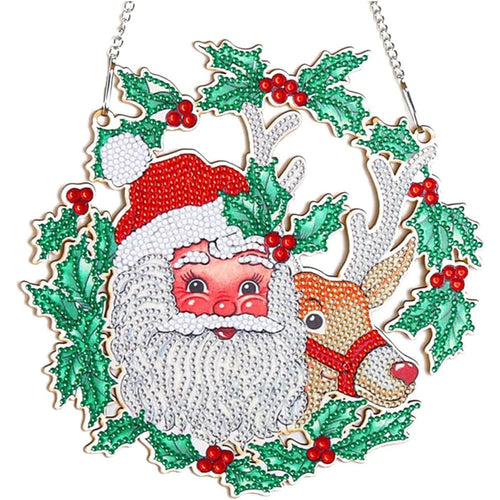 Decorazione da Porta Diamond Painting 5D Babbo Natale con Renna