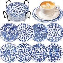 Carica l'immagine nel visualizzatore di Gallery, Sottobicchiere Diamond Painting 5D Fiori Blu