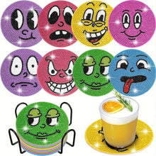 Carica l'immagine nel visualizzatore di Gallery, Sottobicchieri Diamond Painting 5D Emoji 8 Pezzi