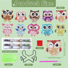 Carica l'immagine nel visualizzatore di Gallery, Sottobicchiere Diamond Painting 5D con gufi set di 10 pezzi