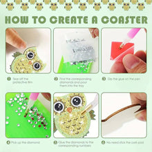 Carica l'immagine nel visualizzatore di Gallery, Sottobicchiere Diamond Painting 5D con gufi set di 10 pezzi