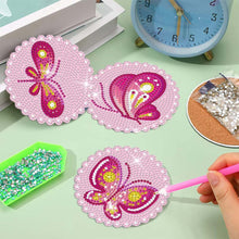 Carica l'immagine nel visualizzatore di Gallery, Sottobicchiere Diamond Painting 5D con Farfalle Rosa