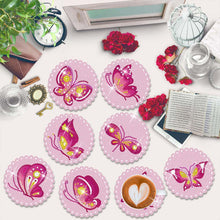 Carica l'immagine nel visualizzatore di Gallery, Sottobicchiere Diamond Painting 5D con Farfalle Rosa