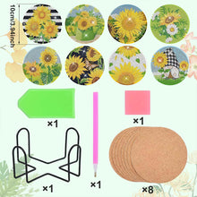 Carica l'immagine nel visualizzatore di Gallery, Sottobicchiere Diamond Painting 5D con Girasoli