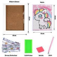 Carica l'immagine nel visualizzatore di Gallery, Kit Diamond Painting 5D per Bambini - Unicorno con Cornice Fotografica