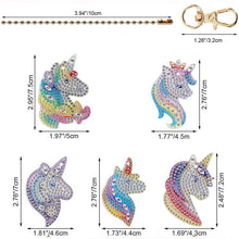 Carica l'immagine nel visualizzatore di Gallery, Portachiavi Diamond Painting 5D con Unicorni 5 Pezzi