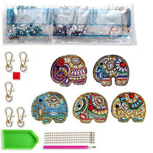 Carica l'immagine nel visualizzatore di Gallery, Portachiavi Diamond Painting 5D Elefanti 5 Pezzi