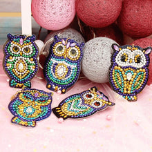 Carica l'immagine nel visualizzatore di Gallery, Portachiavi Diamond Painting 5D Gufi Set di 5 Pezzi