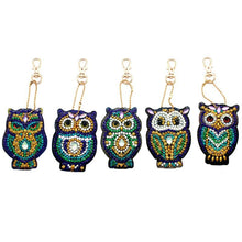 Carica l'immagine nel visualizzatore di Gallery, Portachiavi Diamond Painting 5D Gufi Set di 5 Pezzi