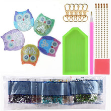 Carica l'immagine nel visualizzatore di Gallery, Portachiavi Diamond Art Gufi 5 Pezzi