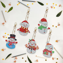 Carica l'immagine nel visualizzatore di Gallery, Portachiavi Diamond Painting 5D con Pupazzi di Neve 5 Pezzi