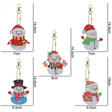 Carica l'immagine nel visualizzatore di Gallery, Portachiavi Diamond Painting 5D con Pupazzi di Neve 5 Pezzi