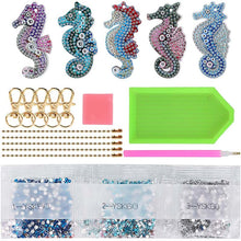 Carica l'immagine nel visualizzatore di Gallery, Portachiavi Diamond Painting 5D Cavallucci Marini 5 Pezzi