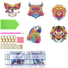 Carica l'immagine nel visualizzatore di Gallery, Portachiavi Diamond Painting 5D Animali 5 Pezzi