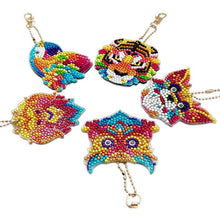 Carica l'immagine nel visualizzatore di Gallery, Portachiavi Diamond Painting 5D Animali 5 Pezzi