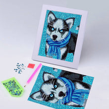 Carica l'immagine nel visualizzatore di Gallery, Kit Diamond Painting 5D per Bambini - Husky con Cornice Fotografica