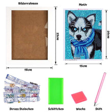 Carica l'immagine nel visualizzatore di Gallery, Kit Diamond Painting 5D per Bambini - Husky con Cornice Fotografica