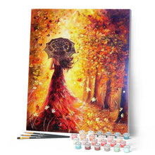 Carica l'immagine nel visualizzatore di Gallery, Dipingere con i numeri - Bosco Autunnale E Donna Con L'Ombrello Figured'Art