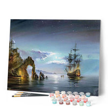 Carica l'immagine nel visualizzatore di Gallery, Dipingere con i numeri - Barca A Vela Al Chiaro Di Luna Figured'Art