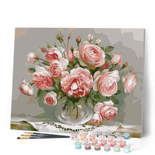 Carica l'immagine nel visualizzatore di Gallery, Dipingere con i numeri - Bouquet Di Fiori Rosa Su Un Tavolino Figured'Art